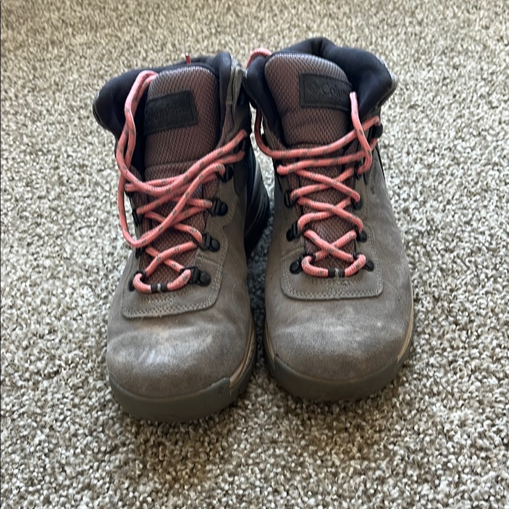 Columbia Gray Hiking Boots with Pink Laces